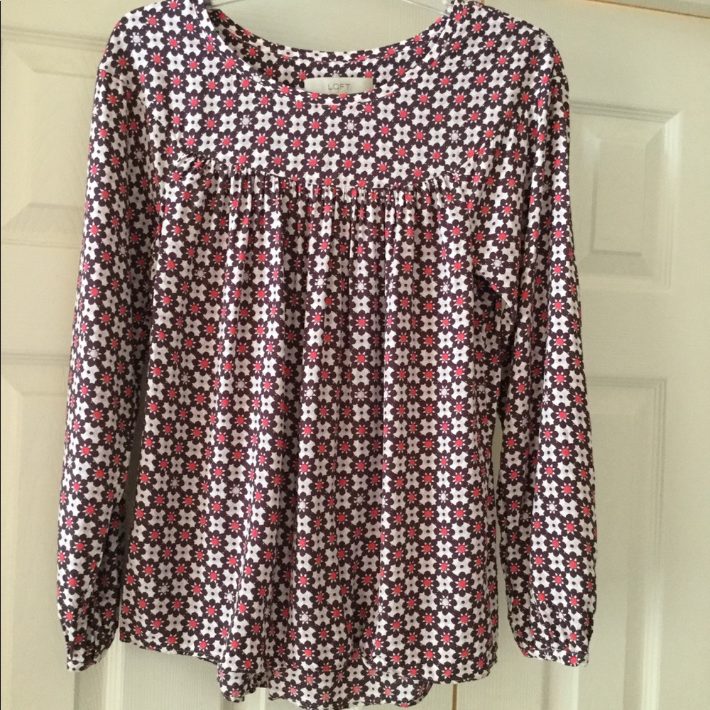 EUC Loft Geo-Floral blouse